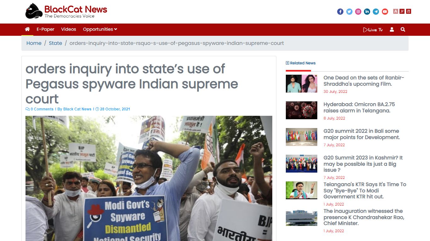 orders inquiry into state’s use of Pegasus spyware Indian supreme court