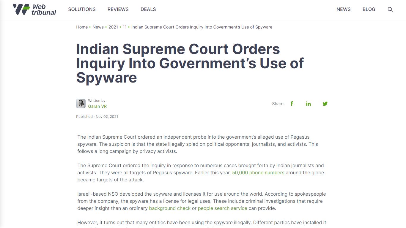 Indian Supreme Court Orders Inquiry Into Government’s Use of Spyware